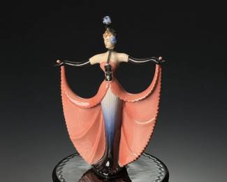 House of Erte La Traviata Porcelain Sculpture Music Box Franklin Mint Figurine