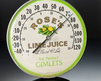 Rose's Lime Juice Thermometer Vintage Advertising 