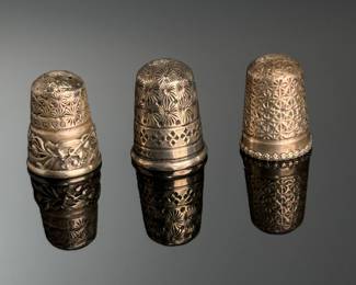 Lot of 3 Antique Charles Horner Thimbles Sterling Silver 