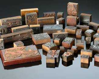  Lots of 44 Letterpress Printer Block Printing Press Stamp Vintage Wood Metal