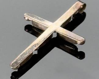 Vintage Zuni Bryant Waatsa Jr. Turquoise & Silver Cross Pendant Native American Jewelry 