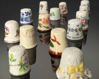 Lot of 21 Porcelain Thimbles Floral 