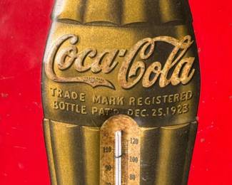  1923 Coca-Cola Bottle Thermometer Red & Gold