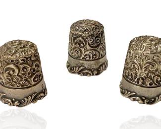 Lot of 3 Antique Ketcham & McDougall Louis XV Sterling Silver Thimbles   