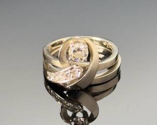 14k White Gold & Diamond Wedding Ring Bridal Set Engagement/Anniversary 