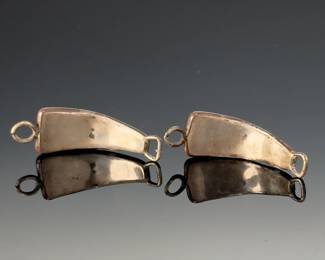 Vintage Navajo Silver & Turquoise Shadowbox Watch Tips  Native American Jewelry 