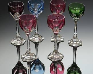 6pc Nachtmann Bavarian Crystal Sherry Wine Glasses Cut To Clear