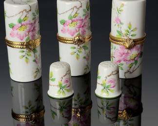 Lot of 3 Haviland Limoges Porcelain Needle Box 