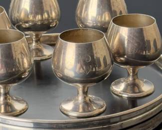 7pc Gorham Sterling 955&nbsp;Brandy Snifter & & 1315 Trivit Tray Cordial