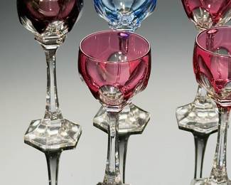6pc Nachtmann Bavarian Crystal Sherry Wine Glasses Cut To Clear