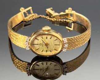 14k Gold & Diamond Omega Ladies Watch 1070 Movement 