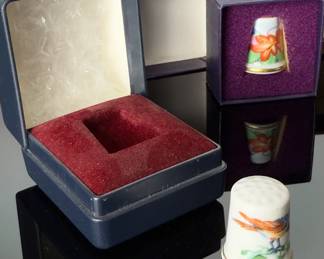 Lot of 3 Haviland Limoges & B&G Porcelain Thimbles in Box
