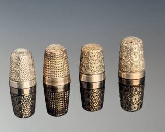 Lot of 4 Antique James Fenton Thimbles Sterling Silver 