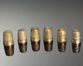 Lot of 8 Antique Charles Horner DORCAS Thimbles Sterling Silver 