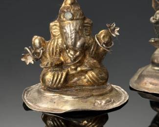 Lot of 2 Sterling Silver Hindu Ganesha Figures