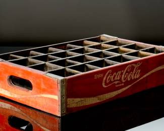 AS-IS Vintage Coca Cola Coke Wood Glass Bottle 24 Slot Crate with Dividers