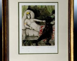 Marc Chagall Joseph And Potiphar's Wife Serigraph Framed Art