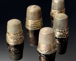 Lot of 12 Antique Simons Brothers Thimbles Sterling Silver 