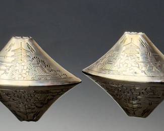 Vintage Japanese Mt Fuji Sterling Silver Salt & Pepper Shakers