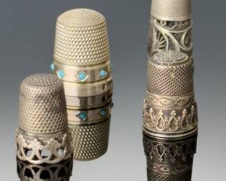 Lot of 7 Antique Silver Thimbles 