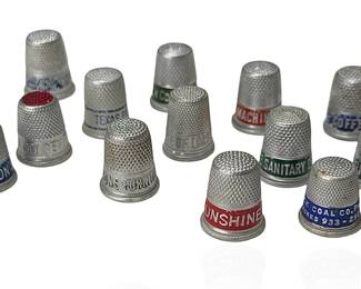 Lot of 13 Vintage Aluminum Advertising Thimbles