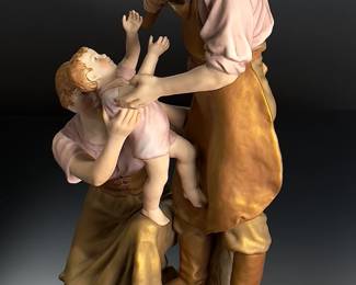 Antique Royal Dux Porcelain Figurine Blacksmith  Family 11559