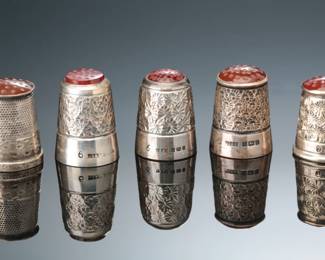 Lot of 5 Stone Top Sterling Silver Thimbles James Swann and Sons JS&S Gemstone Red Orange 