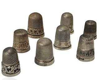 Lot of 8 Antique Charles Horner Thimbles Sterling Silver 