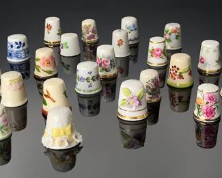 Lot of 21 Porcelain Thimbles Floral 