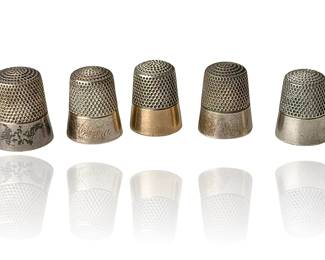 Lot of 5 Antique Ketcham & McDougall&nbsp;Plain Sterling Silver Thimbles 