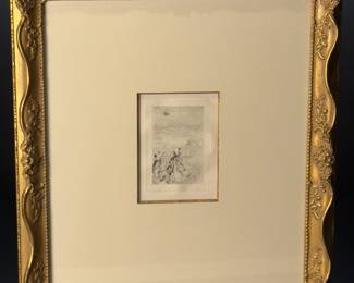 After Pierre Auguste Renoir Sur La Plage A Berneval Etching Framed 