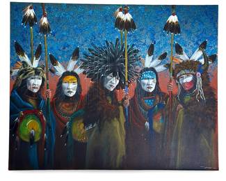 *Original* Art Navajo Yellowman “Listening For Their Song” Painting Acrylic on Canvas Native American 