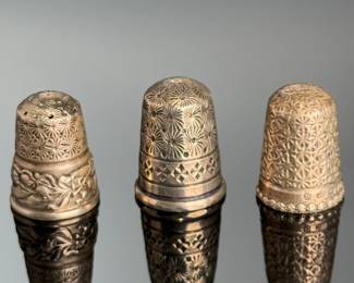Lot of 3 Antique Charles Horner Thimbles Sterling Silver 