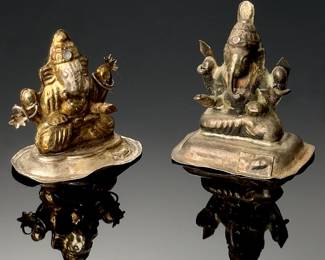 Lot of 2 Sterling Silver Hindu Ganesha Figures