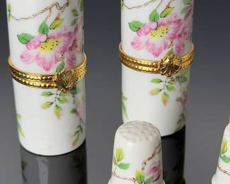 Lot of 3 Haviland Limoges Porcelain Needle Box 