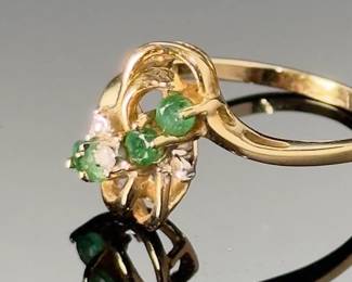 10k Gold Diamond & Emerald Cocktail Ring 