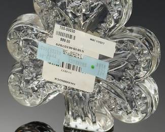 Waterford Crystal Heritage Shamrock Paperweight Clear Cut Crystal #11707