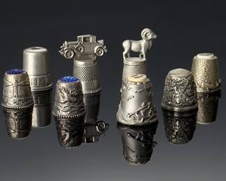 Lot of 8 Pewter Thimbles 