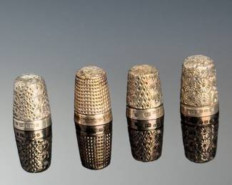 Lot of 4 Antique James Fenton Thimbles Sterling Silver 