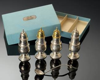 5pc Webster Sterling Silver Salt & Pepper Shaker Set In Original Box 