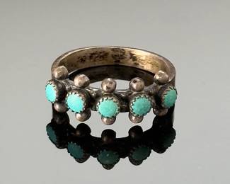 Antique Native American Sterling Silver & Turquoise Ring 