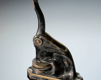 Antique Vintage Cast Iron Seal Press Stamp Embosser Illinois Tru Kand Bag Company