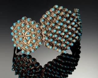 Zuni Jess Johnson Snake Eye Turquoise Inlay Cuff Bracelet SZ: 6.5 Native American Jewelry Petit Point Jessie