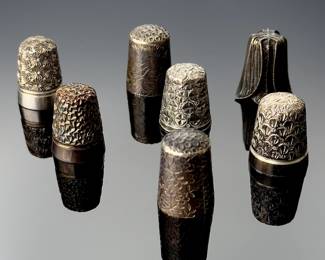 Lot of 7 Antique Silver Thimbles 