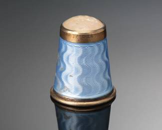 David Anderson Norway Thimble Enamel #3 925 Sterling Silver & Blue Guilloche