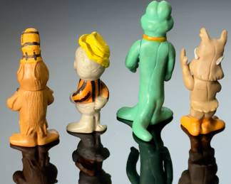 Lot of 4 1969 Vintage Walt Kelly Pogo Figure Toys Howland Owl Albert Alligator Porky Pine Pogo Possum