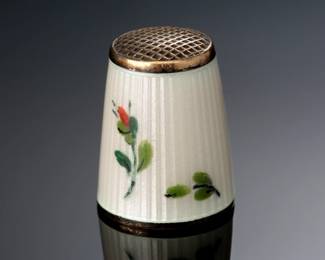 David Andersen Norway Guilloche Enamel Rose Gilded Sterling Silver Thimble
