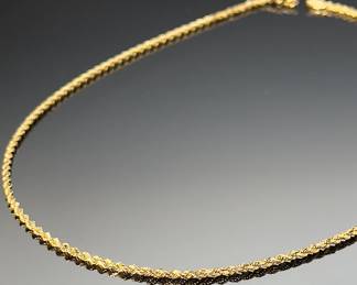 14k Gold Diamond Cut Rope Necklace 20in 2mm