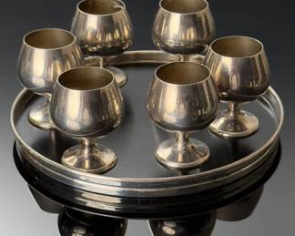 7pc Gorham Sterling 955&nbsp;Brandy Snifter & & 1315 Trivit Tray Cordial