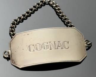 Lot of 2 Sterling Silver Liquor Tags Bottle Badges Benedictine & Cognac 